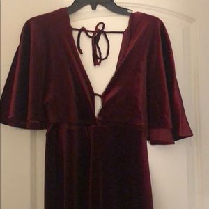 Red velvet long jumpsuit size M